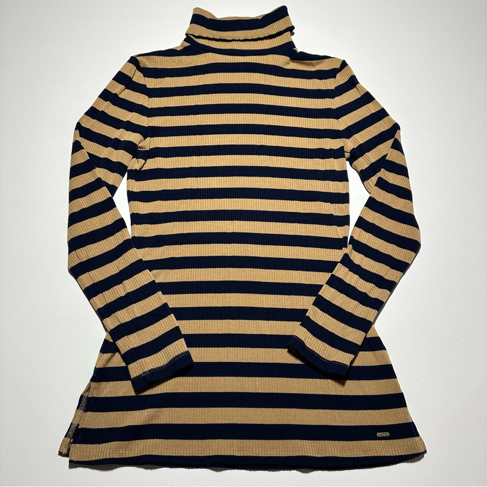 Tommy Hilfiger Classic Striped Fitted Ribbed Turtleneck Sweater - Women Small